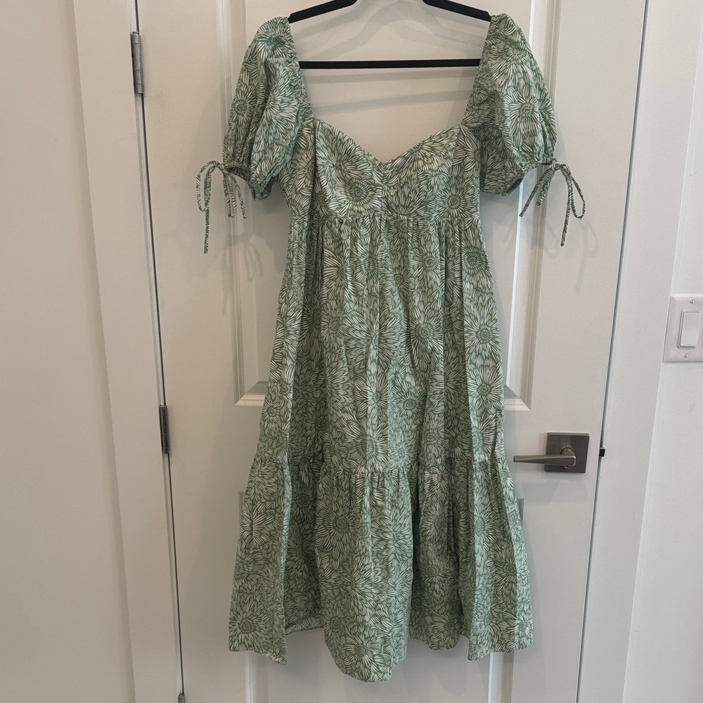 Amanda Uprichard Sicily Leafy Green Midi Dress
